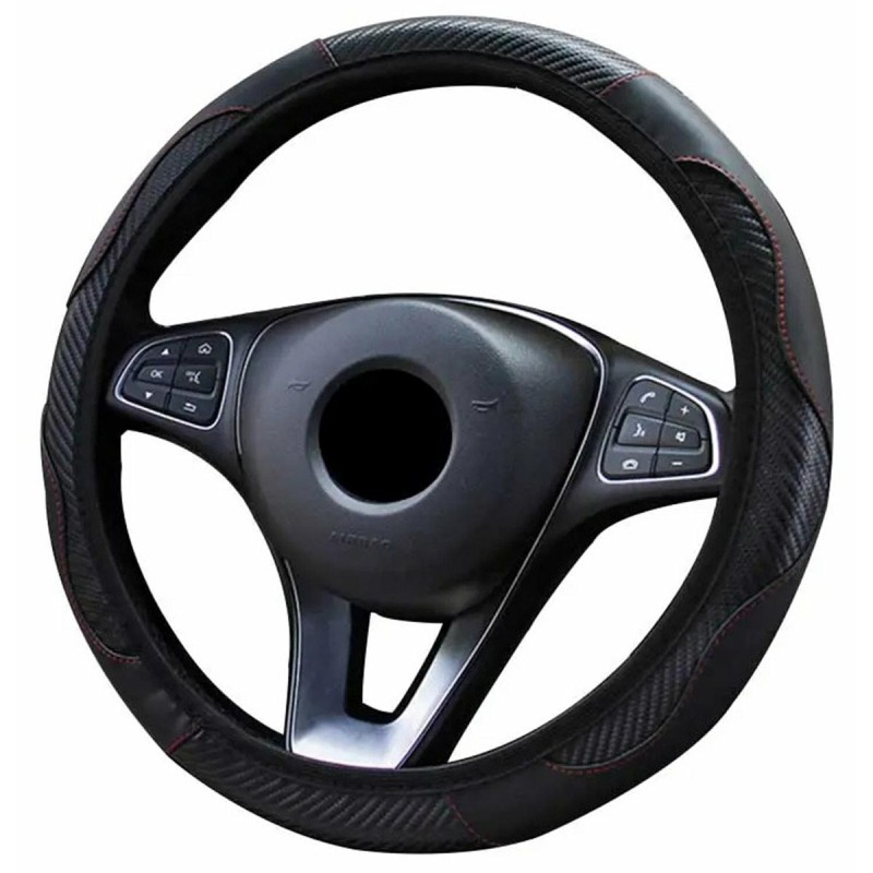 Ohjauspyörän Suojus Carbon & Nahka 37–38 cm | Luistamaton