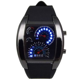 Miesten Binäärinen LED-Urheilukello F1 | Musta Digitaalikello
