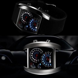 Miesten Binäärinen LED-Urheilukello F1 | Musta Digitaalikello