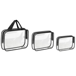 Läpinäkyvä Kosmetiikkalaukkusetti 3 kpl | Vedenpitävä | Lentoasemaystävällinen