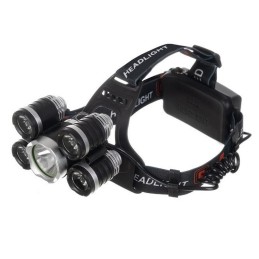 Tehokas LED Cree T6 otsalamppu 5x LED | Akkuotsavalaisin latureilla