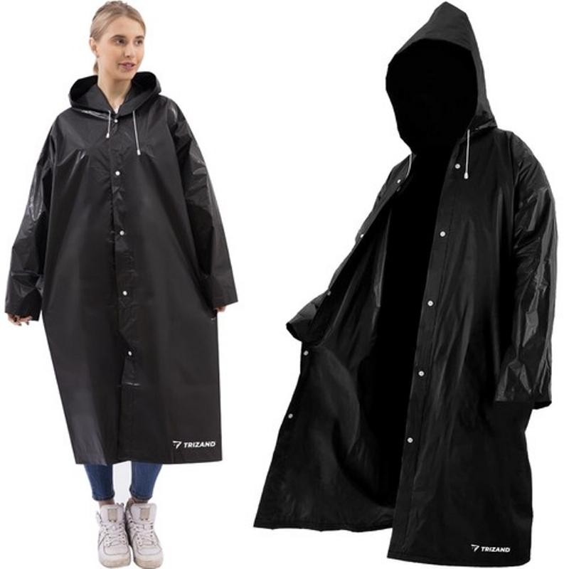 Vahva Sadetakki Neppareilla & Hupulla | Musta Unisex-malli