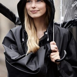 Vahva Sadetakki Neppareilla & Hupulla | Musta Unisex-malli