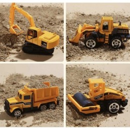Lelurekka ja 6 työkoneen autosetti säilytyslokerikoilla | Suuri kuljetusauto pikkuautoille