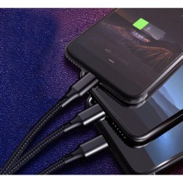 3-in-1 USB-Latauskaapeli 1.2m | iPhone, Micro-USB & USB-C