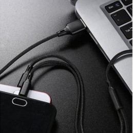 3-in-1 USB-Latauskaapeli 1.2m | iPhone, Micro-USB & USB-C