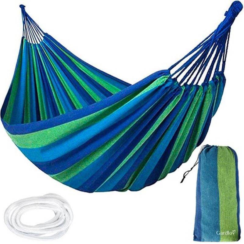 Vahva kahden hengen riippumatto 265 x 155 cm | Iso XXL riippumatto puutarhaan ja retkeilyyn