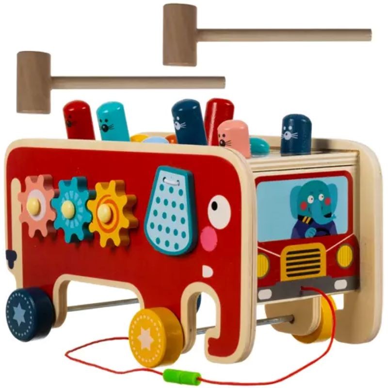 Puinen Montessori-norsu – hakkaamislelu ja aktiviteettilelu
