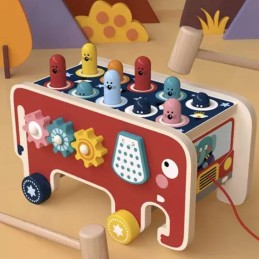 Puinen Montessori-norsu – hakkaamislelu ja aktiviteettilelu