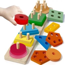 Puinen lajittelulelu lapsille – 5 muotoa, 2+
