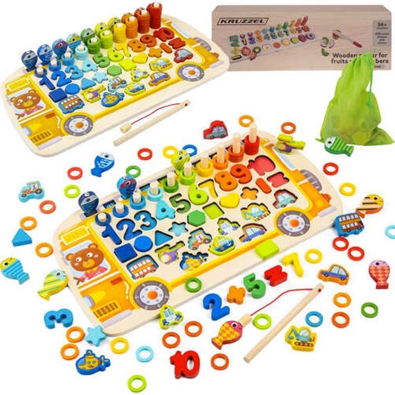 Puinen lajittelulelu 6-in-1 – 3+