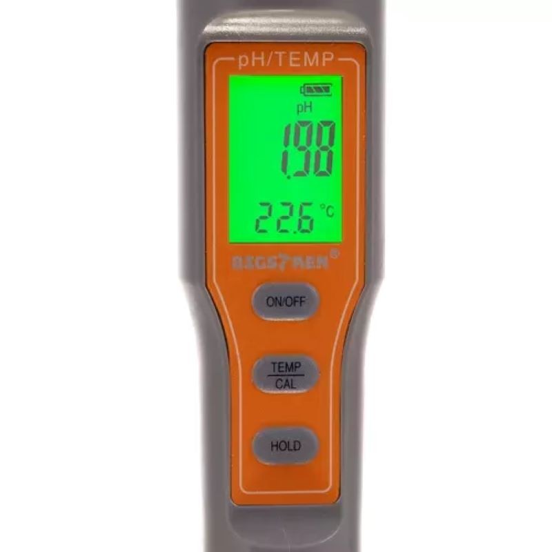 pH-mittarin digitaalinen LCD-näyttö ja painikkeet
