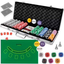 Pokerisetti 500 pelimerkkiä alumiinisalkussa | Täydellinen Texas Hold'em kasinosetti