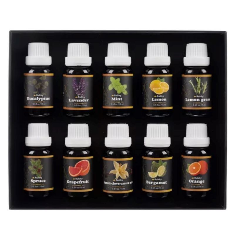 Eteeriset öljyt 10 kpl sarja (15 ml) | Vesiliukoinen aromaterapiasetti ilmankostuttimeen