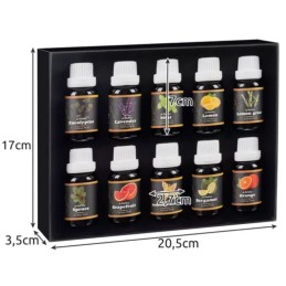 Eteeriset öljyt 10 kpl sarja (15 ml) | Vesiliukoinen aromaterapiasetti ilmankostuttimeen