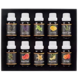Eteeriset öljyt 10 kpl sarja (15 ml) | Vesiliukoinen aromaterapiasetti ilmankostuttimeen