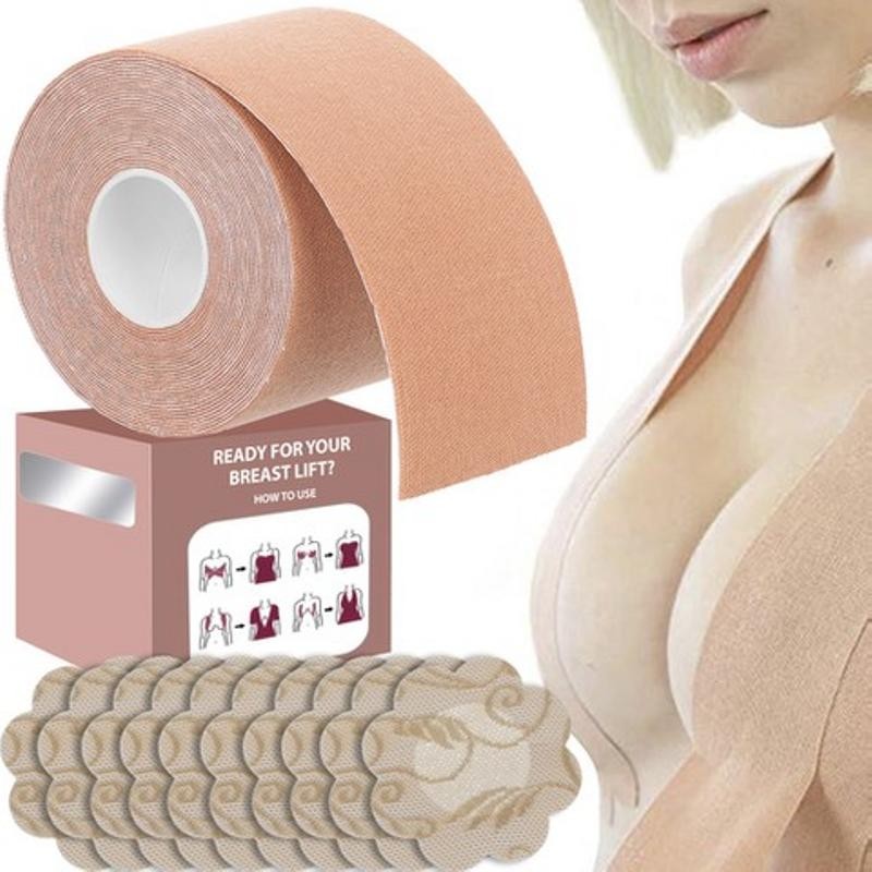 Rintoja kohottava teippirulla 5m beige | Mukana nänninsuojat 10 kpl