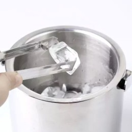Kannellinen jääpala-astia 1,3L pihdeillä ja lusikalla | Ruostumaton teräs