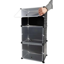 Modulaarinen kenkäteline 6 tasoa | Musta kenkäkaappi 12 parille