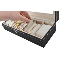 Tyylikäs kellolaatikko 6 kellolle | Elegantti kellorasia lasikannella