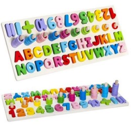 Puinen aakkos- ja numeropalapeli – kirjaimet, numerot 1–10