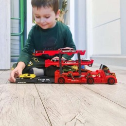 Leluauto TIR ja 6 pikkuautoa | 3-tasoinen autolava ja laukaisin