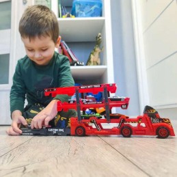Leluauto TIR ja 6 pikkuautoa | 3-tasoinen autolava ja laukaisin