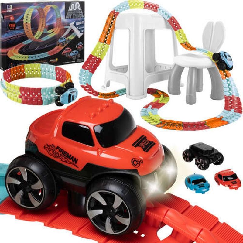 Joustava autorata ja LED-auto 4,8m | Muunneltava kilparata 196 osaa