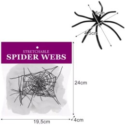 Keinotekoinen hämähäkinseitti ja 2 hämähäkkiä | Halloween-koriste 60 g
