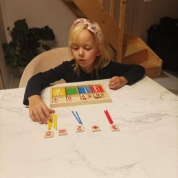 Puinen matematiikan opettelusetti ja laskutikut | Kehittävä puulelu lasten laskuoppiin