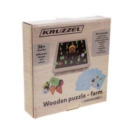 Puinen 2-in-1 Montessori-muistipeli ja helmipeli | Kehittävä puulelu Maatila lapsille 3v+