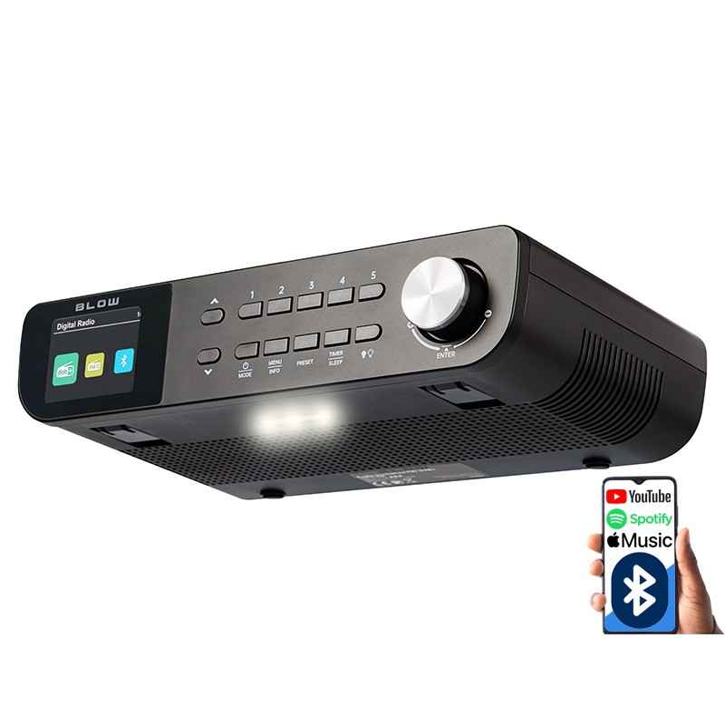 BLOW RK1 Keittiöradio DAB+/FM | Bluetooth | LED-valo | Kaapin alle asennettava