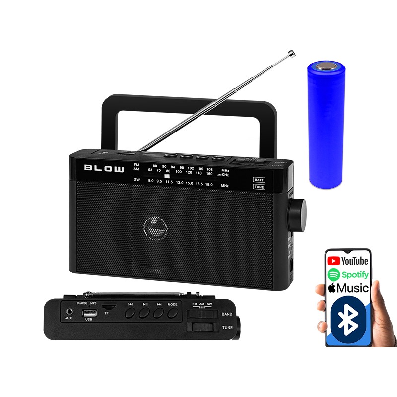 Kannettava Radio BLOW RA9 | Bluetooth | AM/FM/SW | USB | Akku