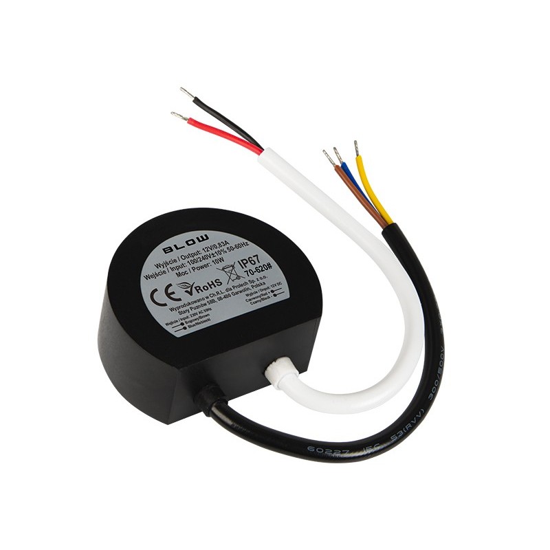 Rasiamuuntaja 12V 0.83A 10W IP67 | Musta | Ø60 mm asennus
