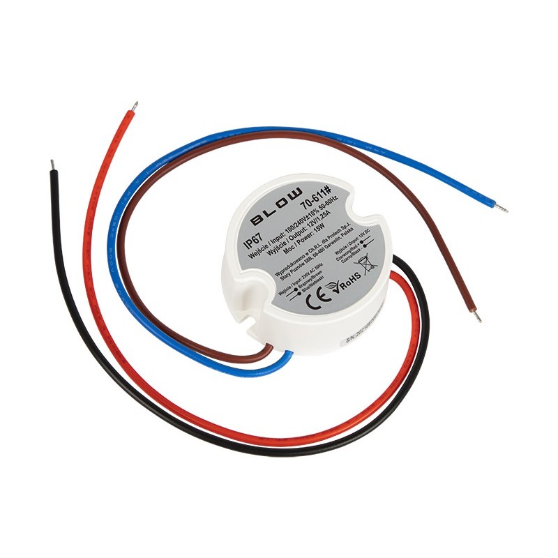 Rasiamuuntaja 12V 1.25A 15W IP67 | Musta | Ø60 mm asennus