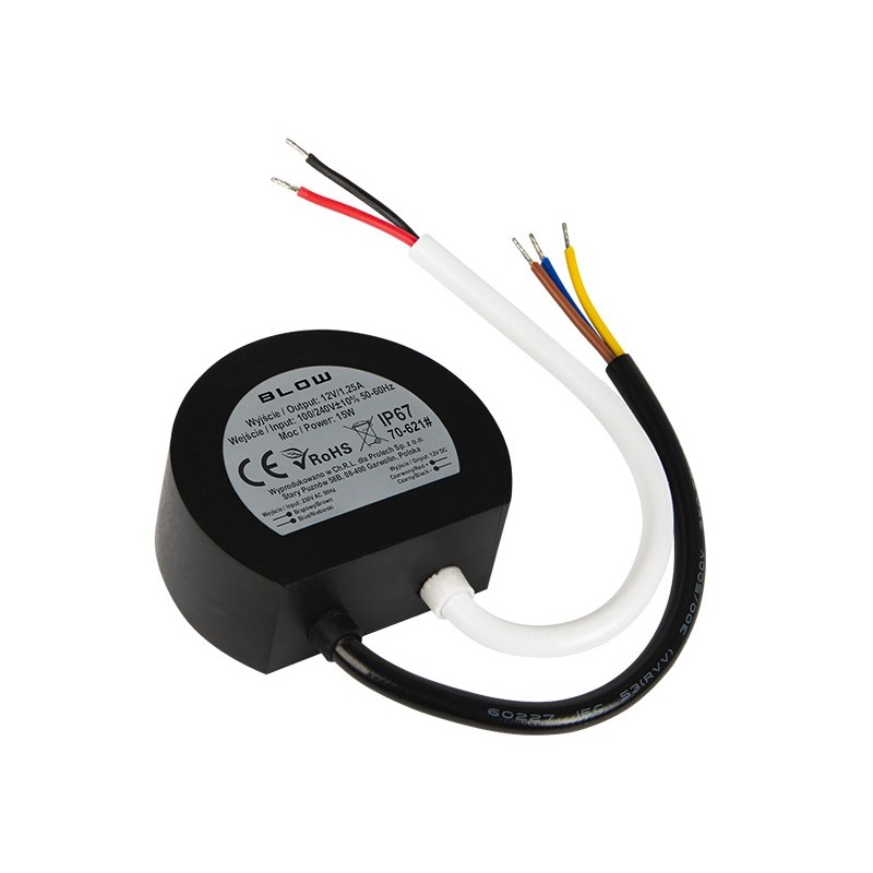 Musta rasiamuuntaja 12V 1.25A 15W IP67 | Ø60 mm asennus