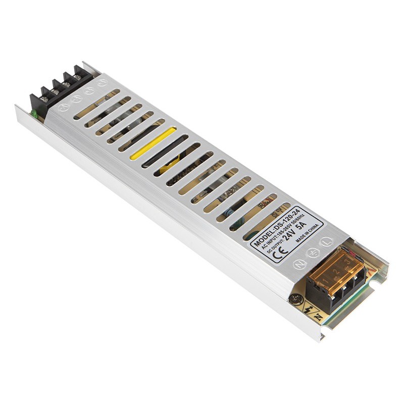 Slim LED-virtalähde 24V 5A 120W | Ohut 18mm