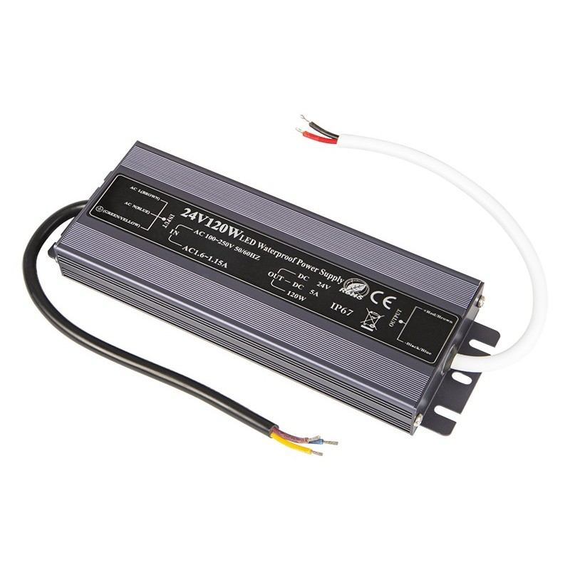 Vedenpitävä LED-virtalähde 24V 5A 120W Ultra Slim IP67 | BLOW