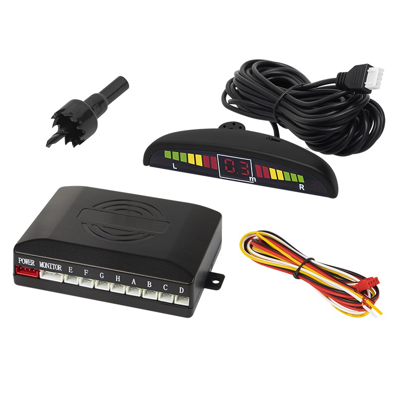 Peruutustutkasarja 8 sensorilla | LED-näyttö & Buzzer | Musta