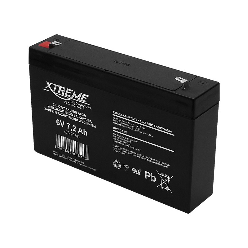 XTREME Geeliakku 6V 7.2Ah | AGM-teknologia | Pitkäikäinen