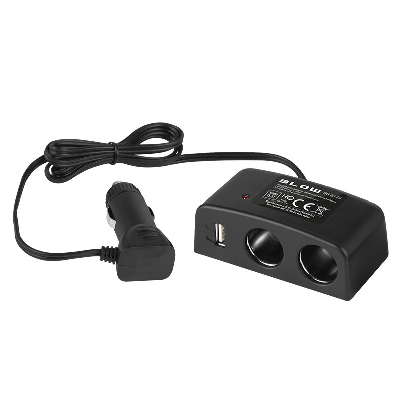 Auton sytytinpistorasian haaroitin 12V/24V | 2x pistorasia + USB | CS-27