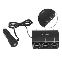 Auton sytytinpistorasian haaroitin 3x pistorasia + USB | Kytkimillä | CS-34