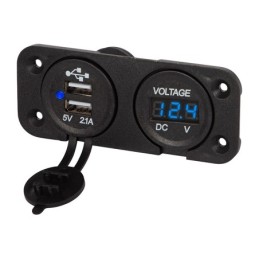 USB-asennuspistorasia 12V-24V ja volttimittari | Autoon ja moottoripyörään