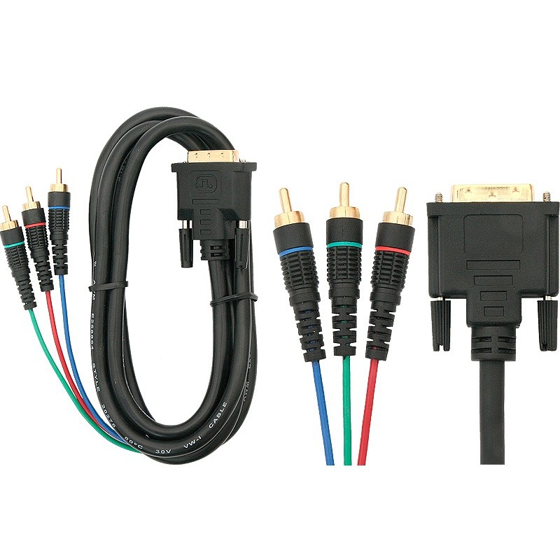 DVI - 3RCA -kaapeli 3m | Videoliitäntä tietokoneesta televisioon