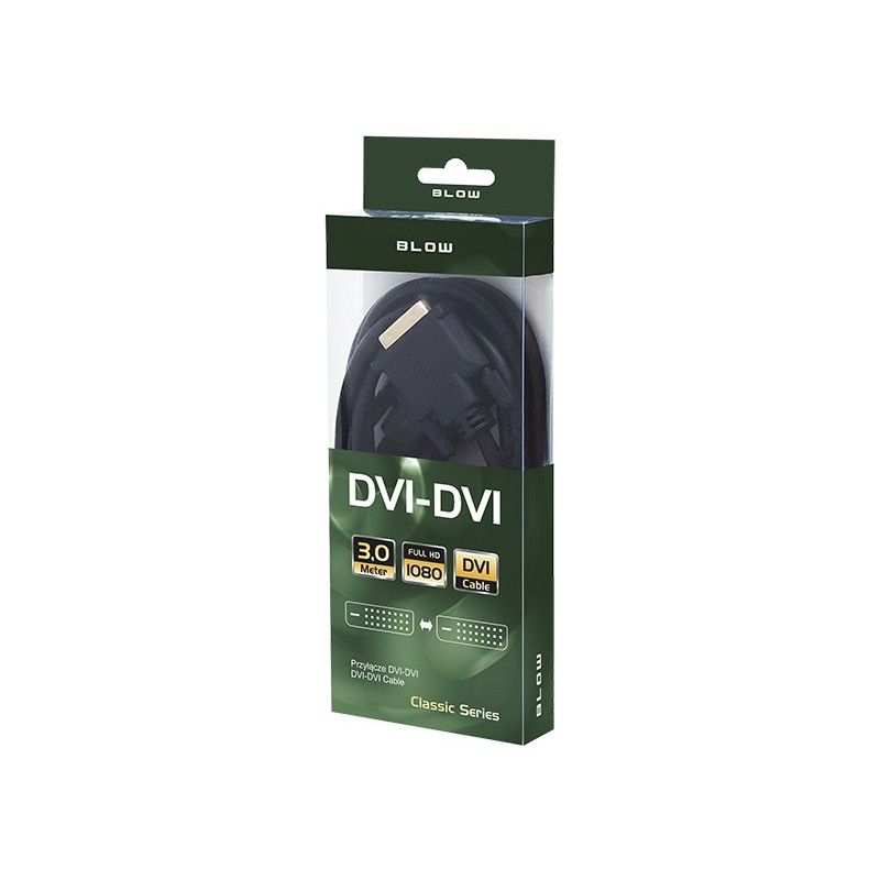 DVI-DVI kaapeli 3m Full HD | 18-pin | Metalliliittimet