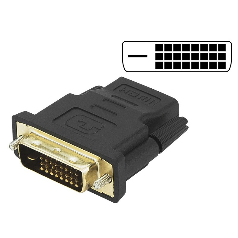 DVI-uros - HDMI-naaras Adapteri | Kullatut liittimet