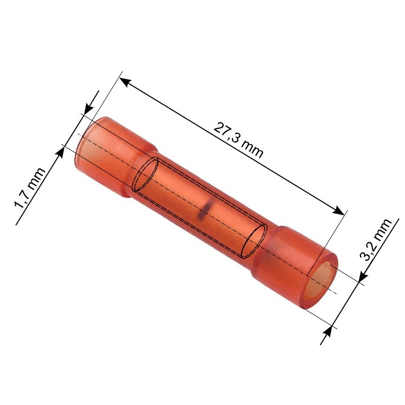 Eristetty jatkoliitin 0,5-1,5 mm2 | Punainen 100 kpl | Nylon-eristys