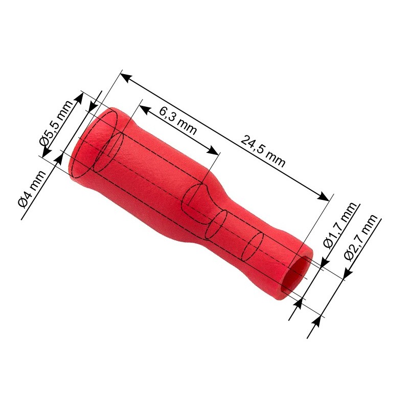 Eristetty pyöröliitin (naaras) 100 kpl | Punainen 0,5–1,5 mm²
