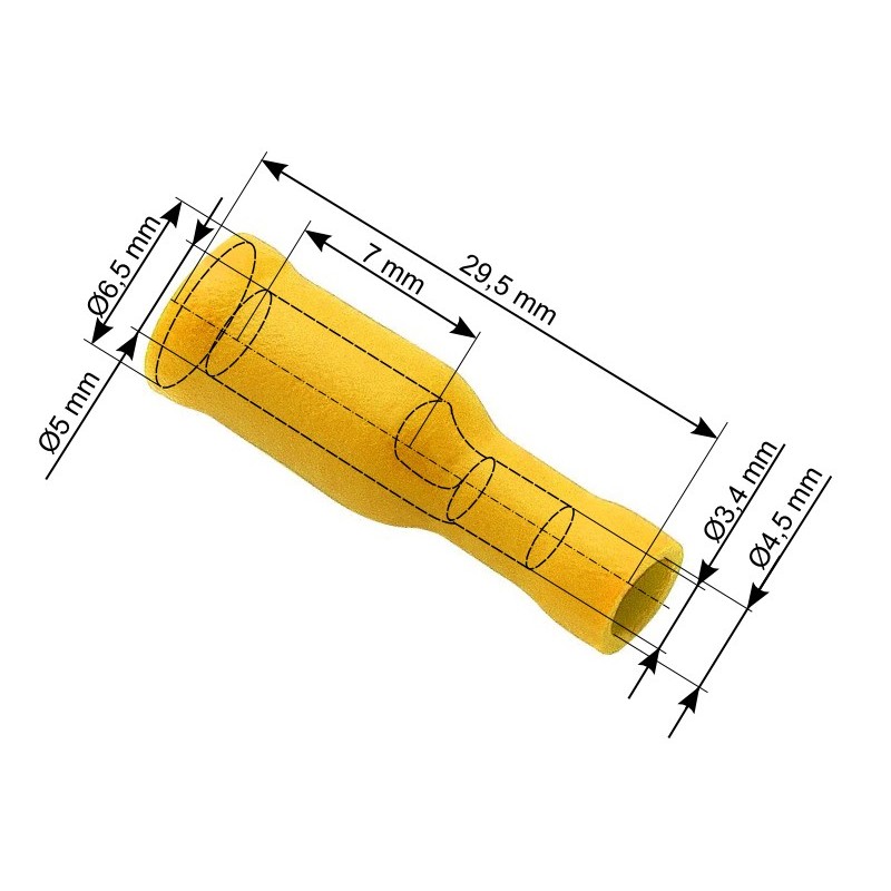Eristetty naarasliitin 4,0-6,0 mm2 | Keltainen 100 kpl | 24A virrankesto