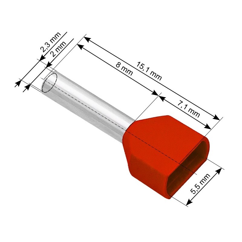 Eristetty holkkiliitin 2x1.0/8, 100 kpl